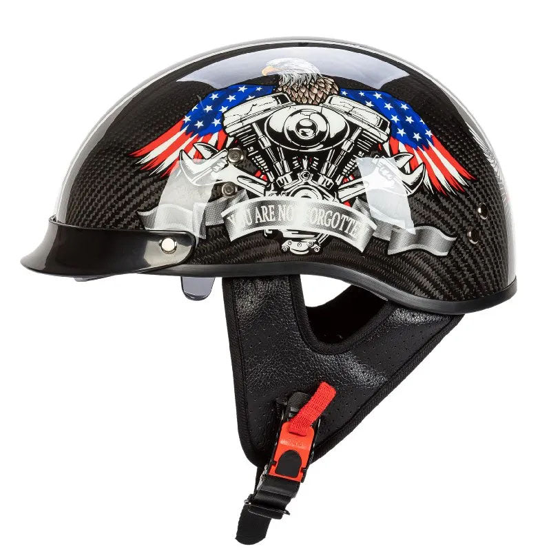 Men’s Half-Face Helmet Carbon Fiber Lightweight Retro Style
