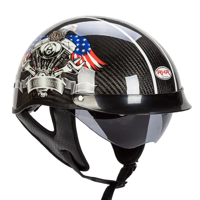 Men’s Half-Face Helmet Carbon Fiber Lightweight Retro Style