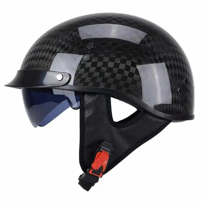 Men’s Half-Face Helmet Carbon Fiber Lightweight Retro Style