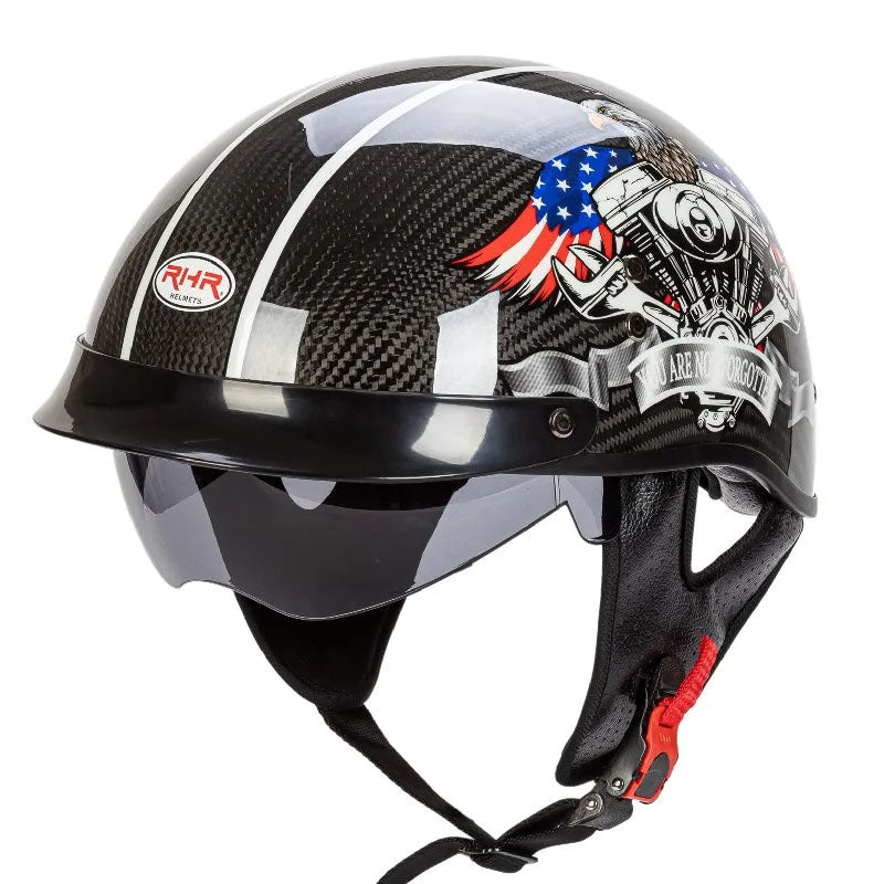 Men’s Half-Face Helmet Carbon Fiber Lightweight Retro Style