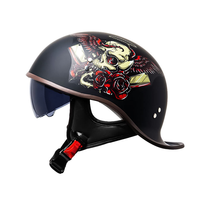 Men’s Half Helmet DOT Approved High-Strength ABS with UV Protection