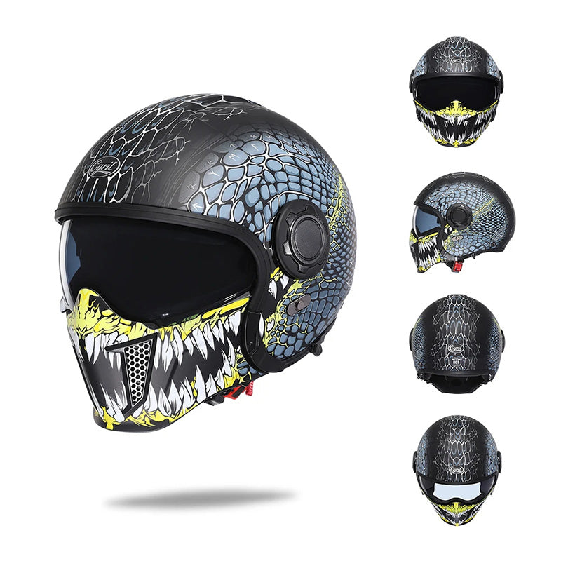 Men’s Motorcycle Helmet Double Lens Vintage Modular ABS