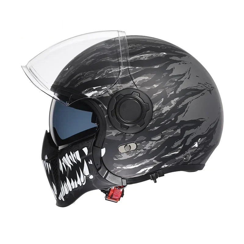 Men’s Motorcycle Helmet Double Lens Vintage Modular ABS