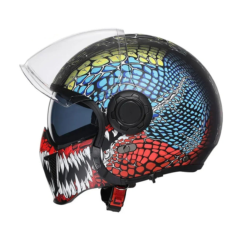 Men’s Motorcycle Helmet Double Lens Vintage Modular ABS