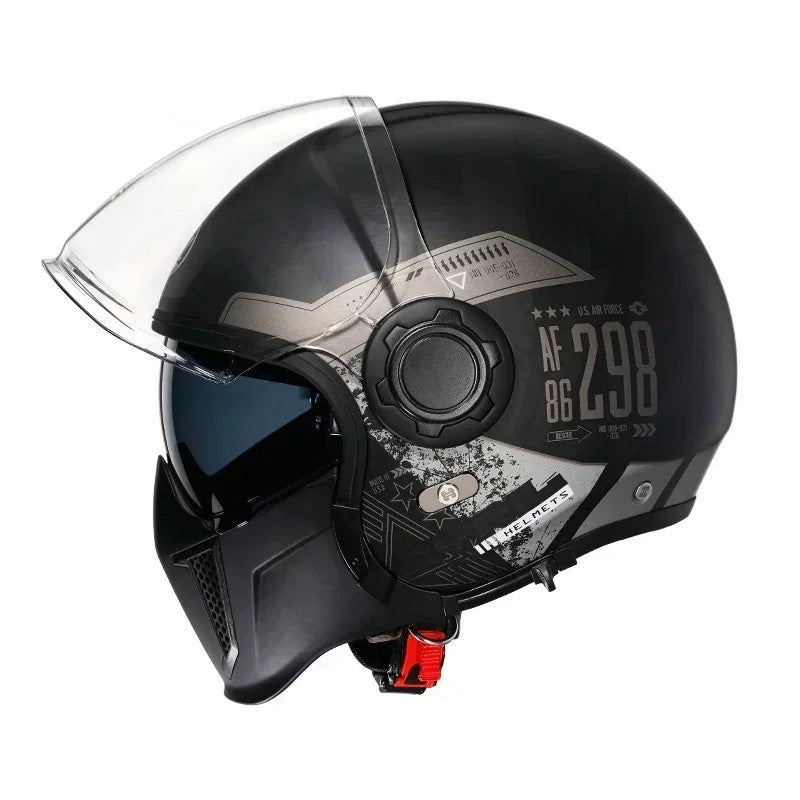 Men’s Motorcycle Helmet Double Lens Vintage Modular ABS
