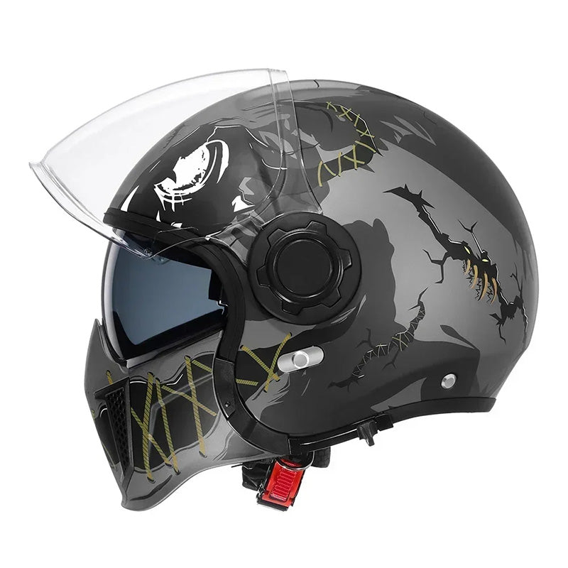Men’s Motorcycle Helmet Double Lens Vintage Modular ABS