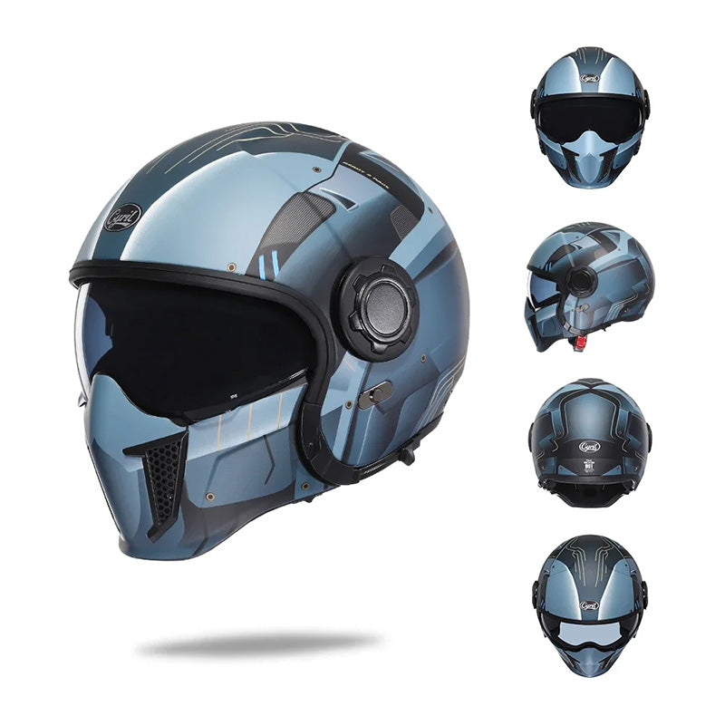 Men’s Motorcycle Helmet Double Lens Vintage Modular ABS