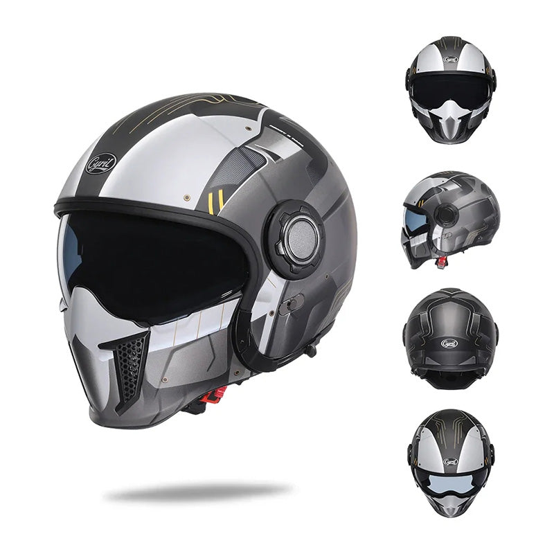 Men’s Motorcycle Helmet Double Lens Vintage Modular ABS