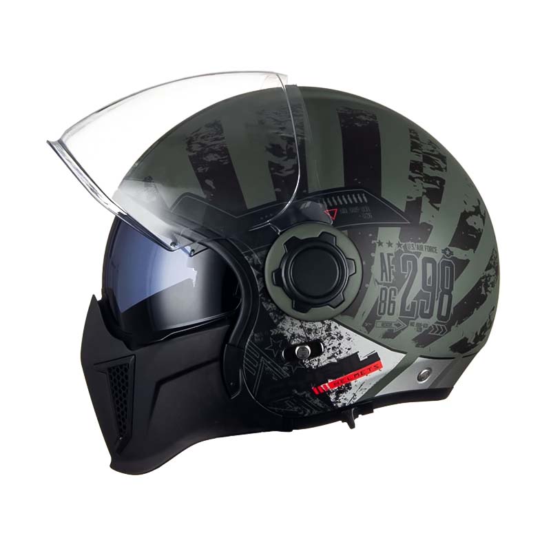 Men’s Motorcycle Helmet Double Lens Vintage Modular ABS