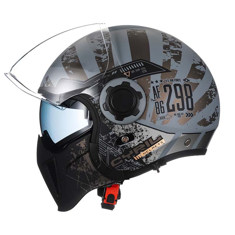 Men’s Motorcycle Helmet Double Lens Vintage Modular ABS