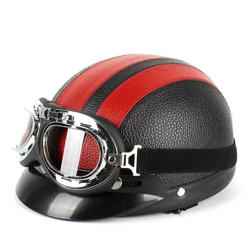 Men’s Motorcycle Helmet Retro Half Design Glossy Finish