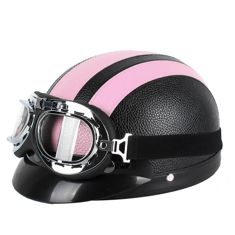 Men’s Motorcycle Helmet Retro Half Design Glossy Finish