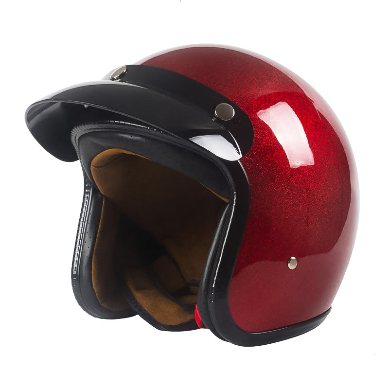 Men’s Open Face Helmet Lightweight DOT Certified Fiberglass