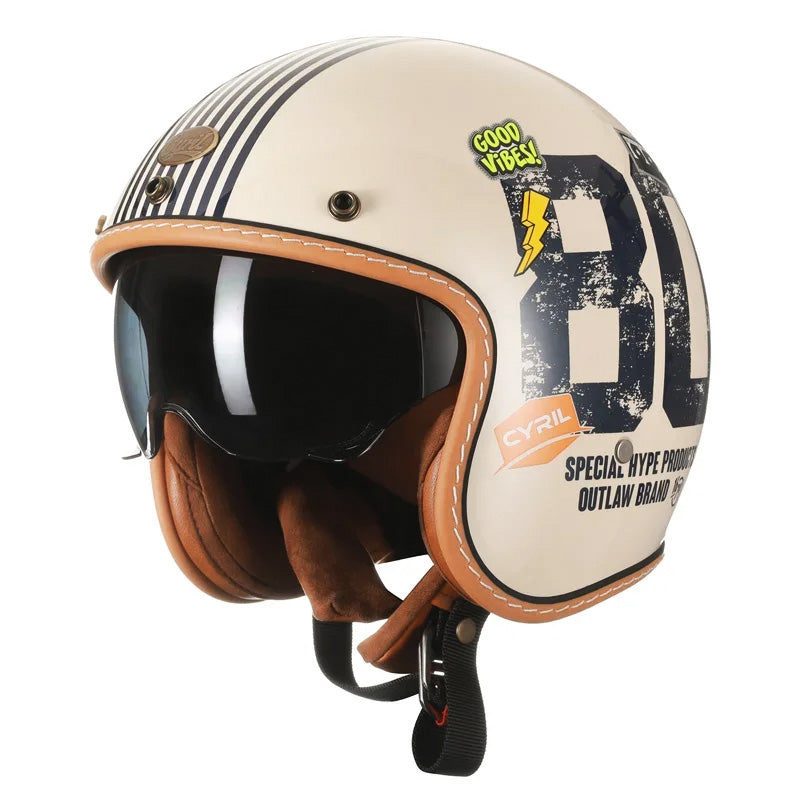 Men’s Open Face Motorcycle Helmet Lightweight ABS with EPS Foam
