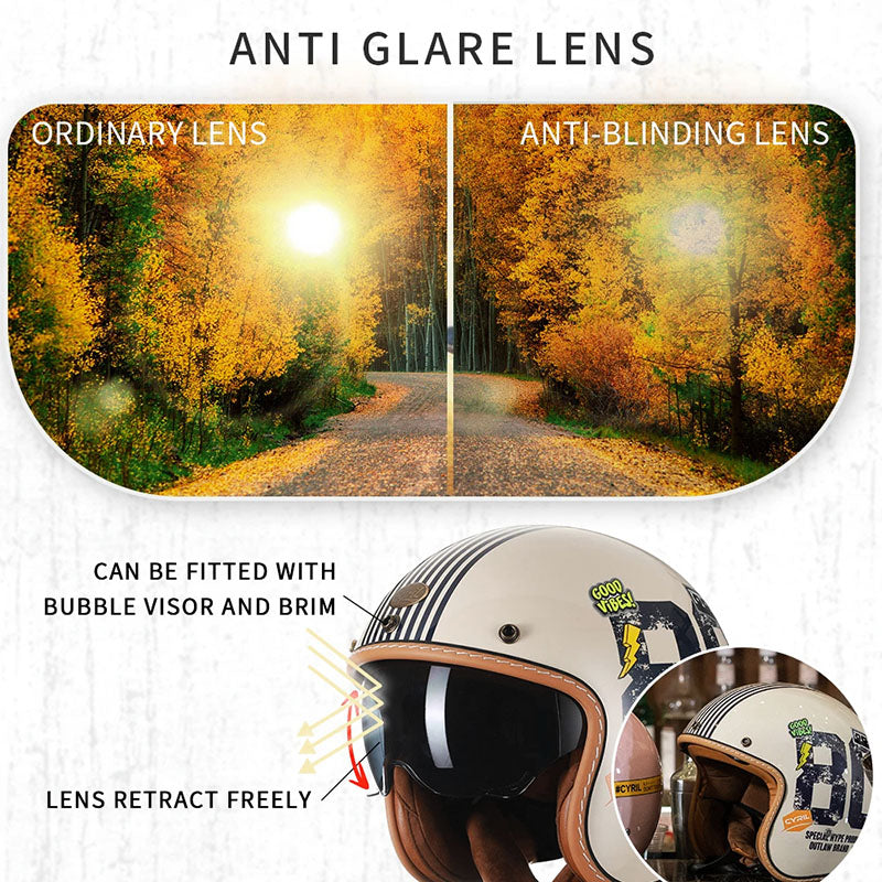 Men’s Open Face Motorcycle Helmet Lightweight ABS with EPS Foam
