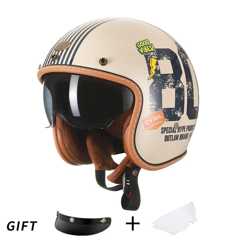 Men’s Open Face Motorcycle Helmet Lightweight ABS with EPS Foam
