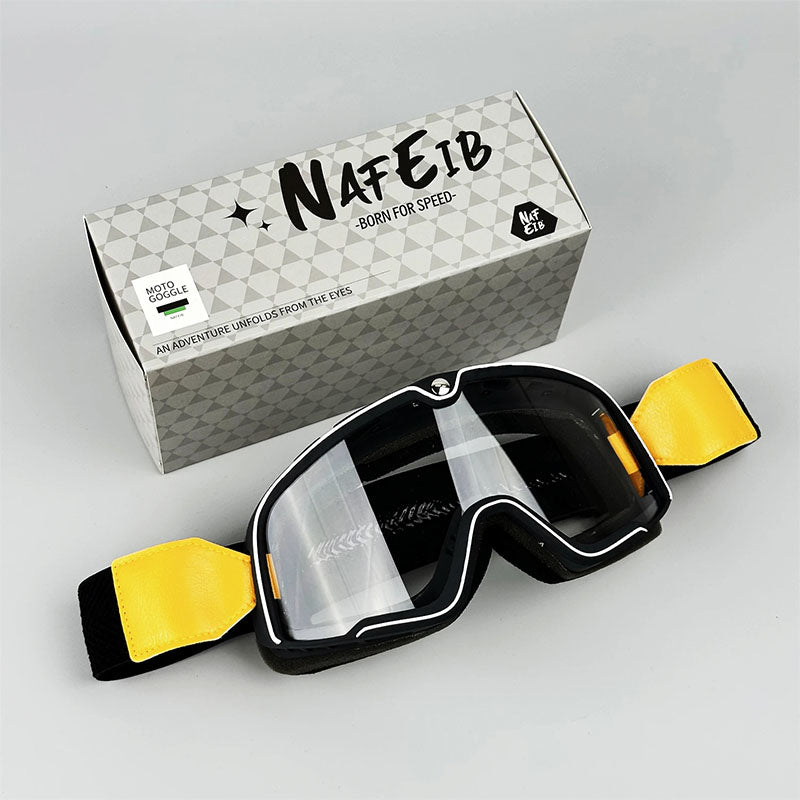 Men's Retro Motorcycle Goggles Fit Over Glasses Durable UV Protection HD Lens