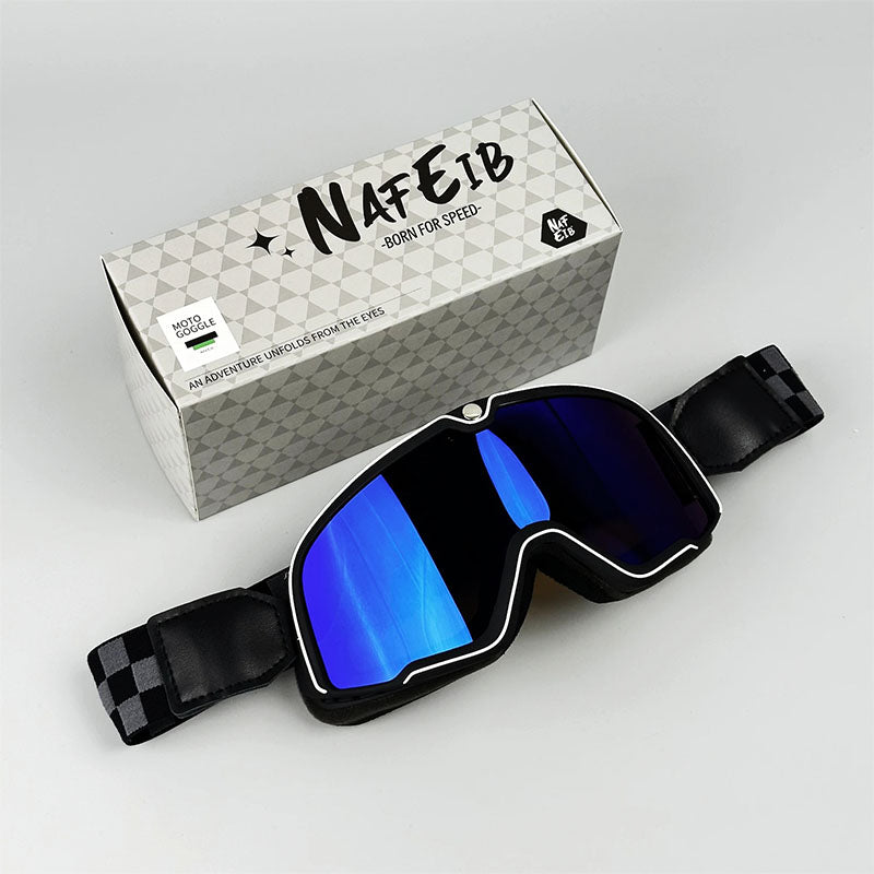 Men's Retro Motorcycle Goggles Fit Over Glasses Durable UV Protection HD Lens