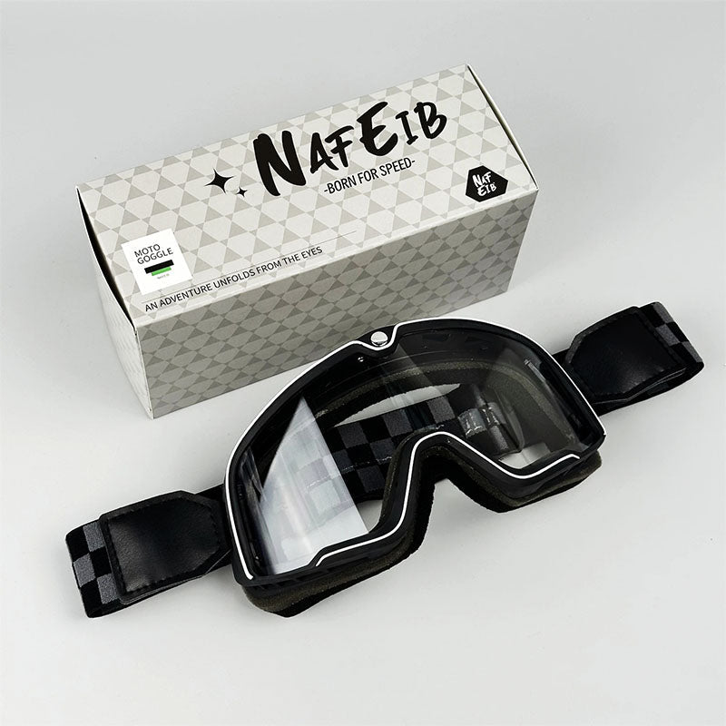 Men's Retro Motorcycle Goggles Fit Over Glasses Durable UV Protection HD Lens