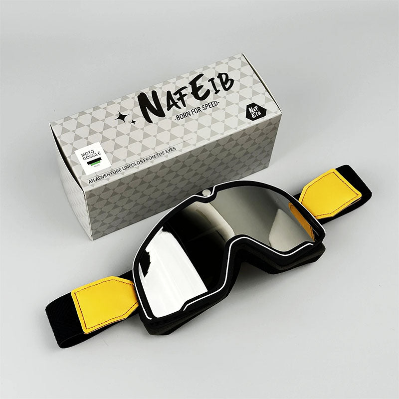 Men's Retro Motorcycle Goggles Fit Over Glasses Durable UV Protection HD Lens