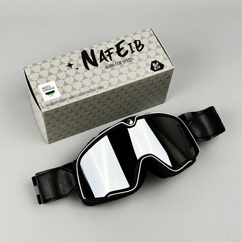 Men's Retro Motorcycle Goggles Fit Over Glasses Durable UV Protection HD Lens