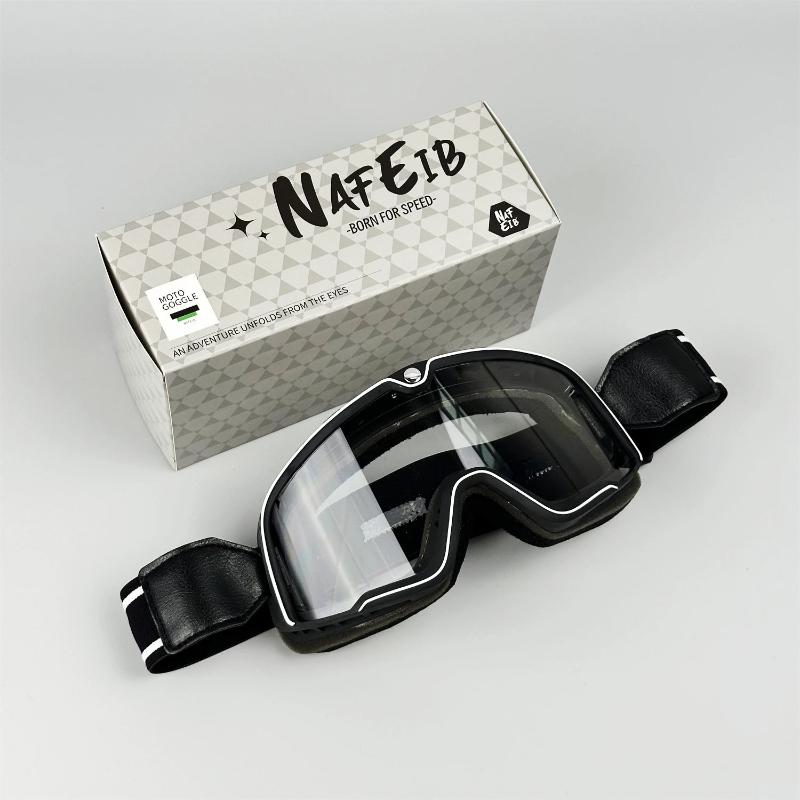 Men's Retro Motorcycle Goggles Fit Over Glasses Durable UV Protection HD Lens