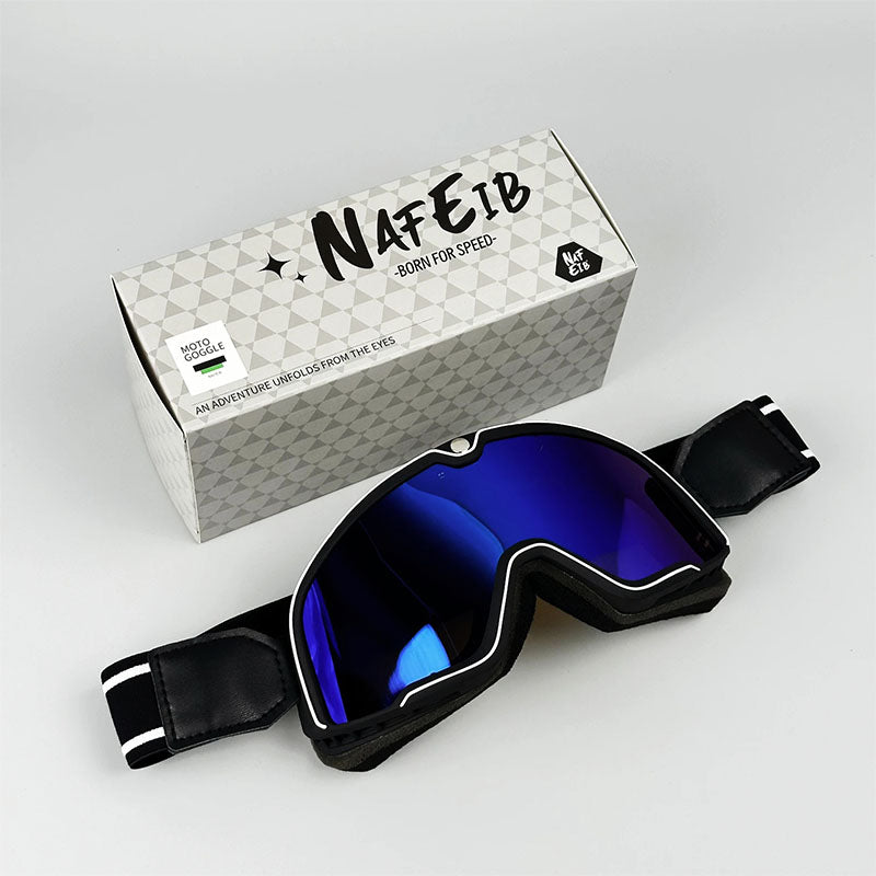 Men's Retro Motorcycle Goggles Fit Over Glasses Durable UV Protection HD Lens