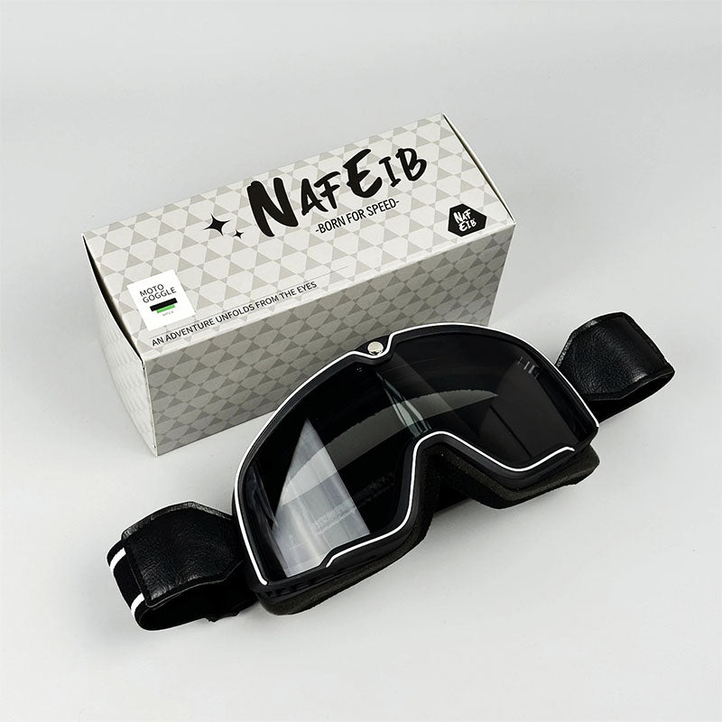 Men's Retro Motorcycle Goggles Fit Over Glasses Durable UV Protection HD Lens