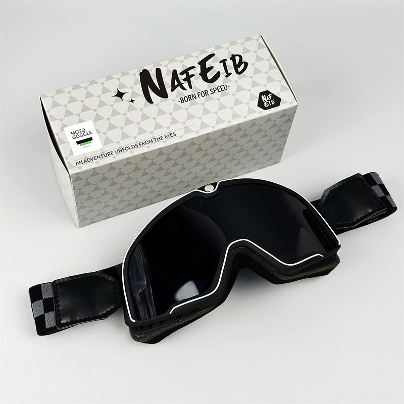 Men's Retro Motorcycle Goggles Fit Over Glasses Durable UV Protection HD Lens