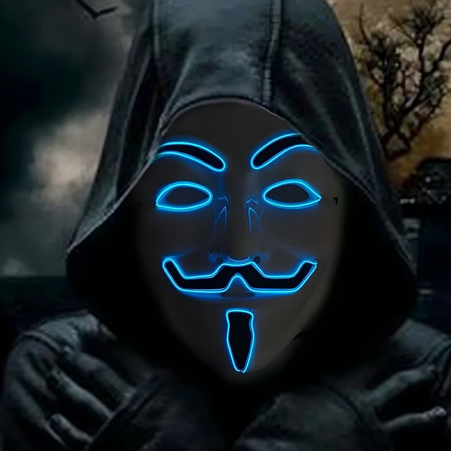 Men’s LED Costume Mask – Light-Up Halloween Face Cover | Anonymous Look