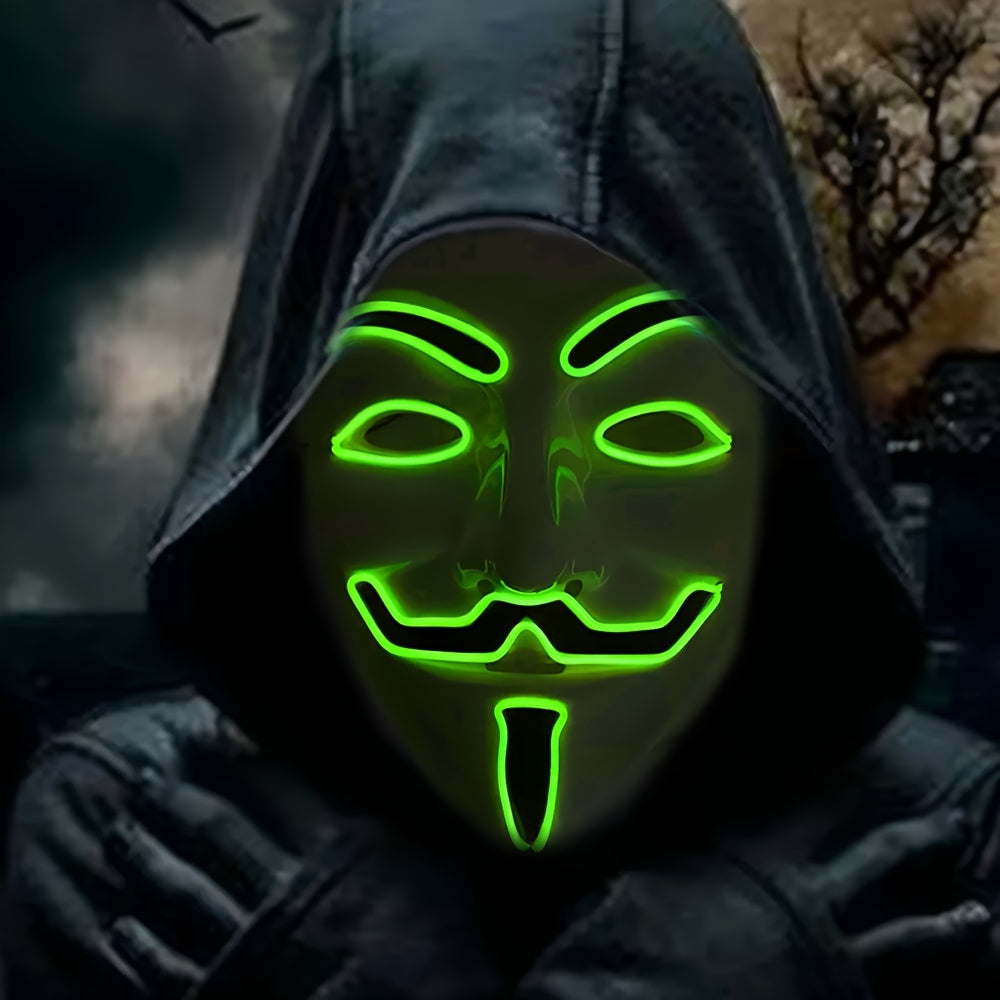 Men’s LED Costume Mask – Light-Up Halloween Face Cover | Anonymous Look