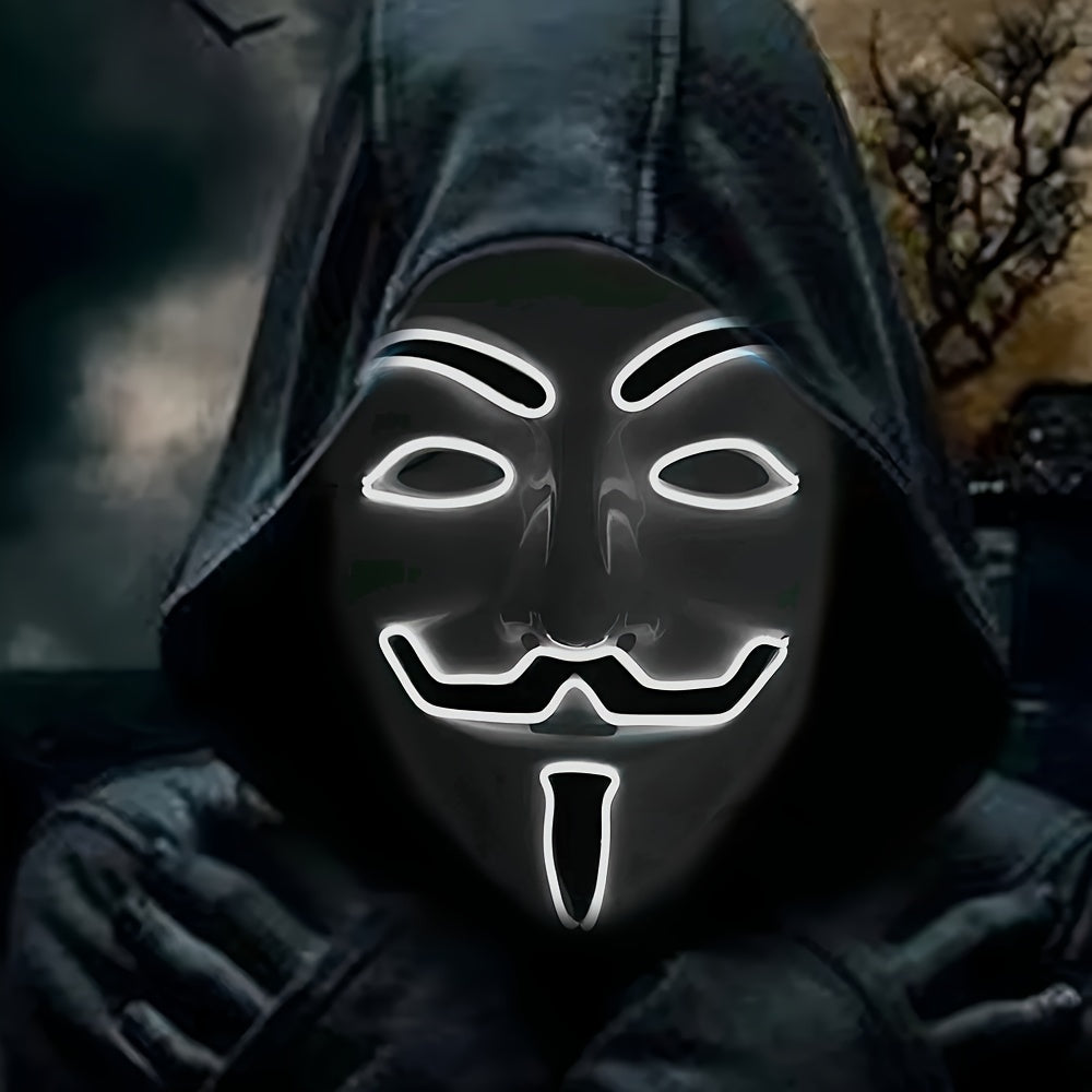 Men’s LED Costume Mask – Light-Up Halloween Face Cover | Anonymous Look