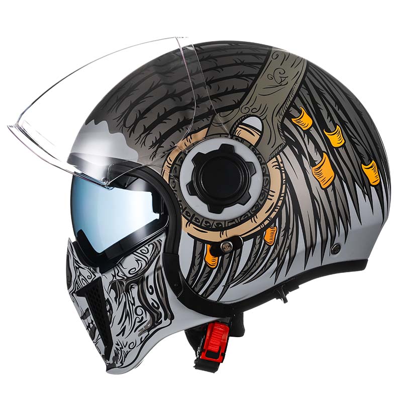 Men’s Vintage Modular Motorcycle Helmet Double Lens DOT ECE Approved ABS Shell