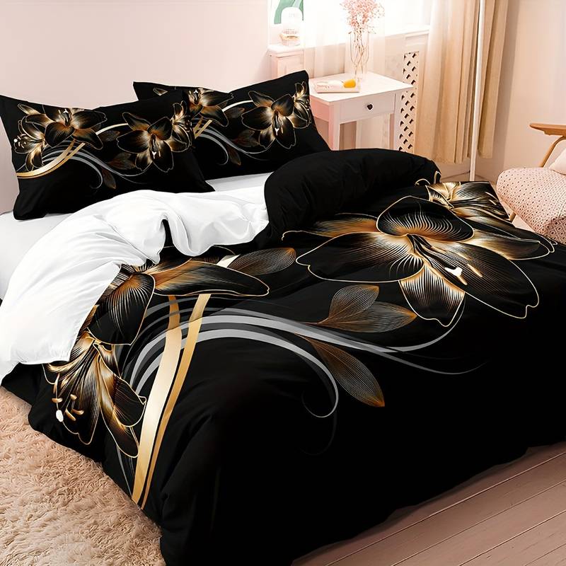 GalaGold Duvet Set – A stylish duvet set that features an elegant black and gold design.