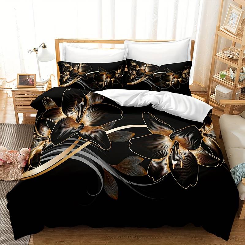 GalaGold Duvet Set – A stylish duvet set that features an elegant black and gold design.