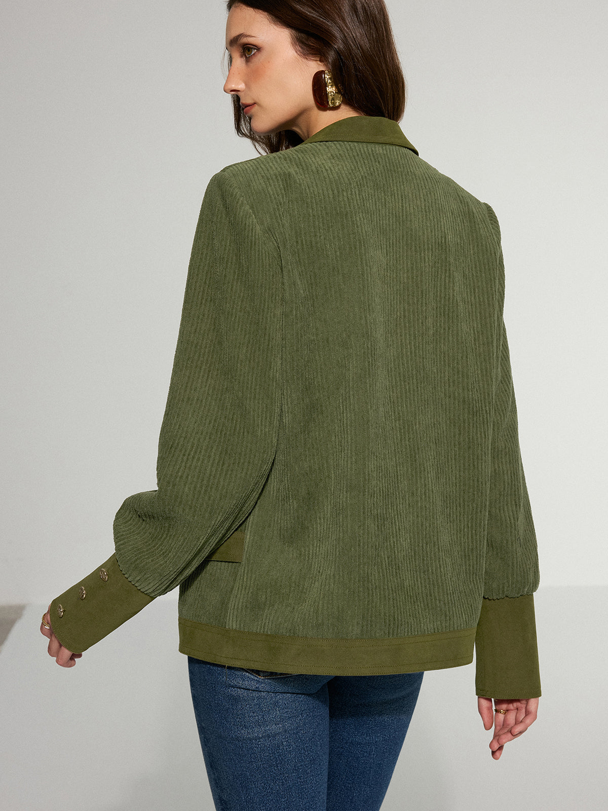Mikaela | Chic Corduroy Lapel Metal Button Blazer