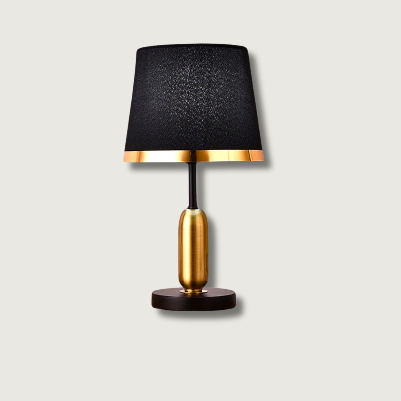 EclipseGlow – Sleek Bedside Lamp in Gold and Matte Black