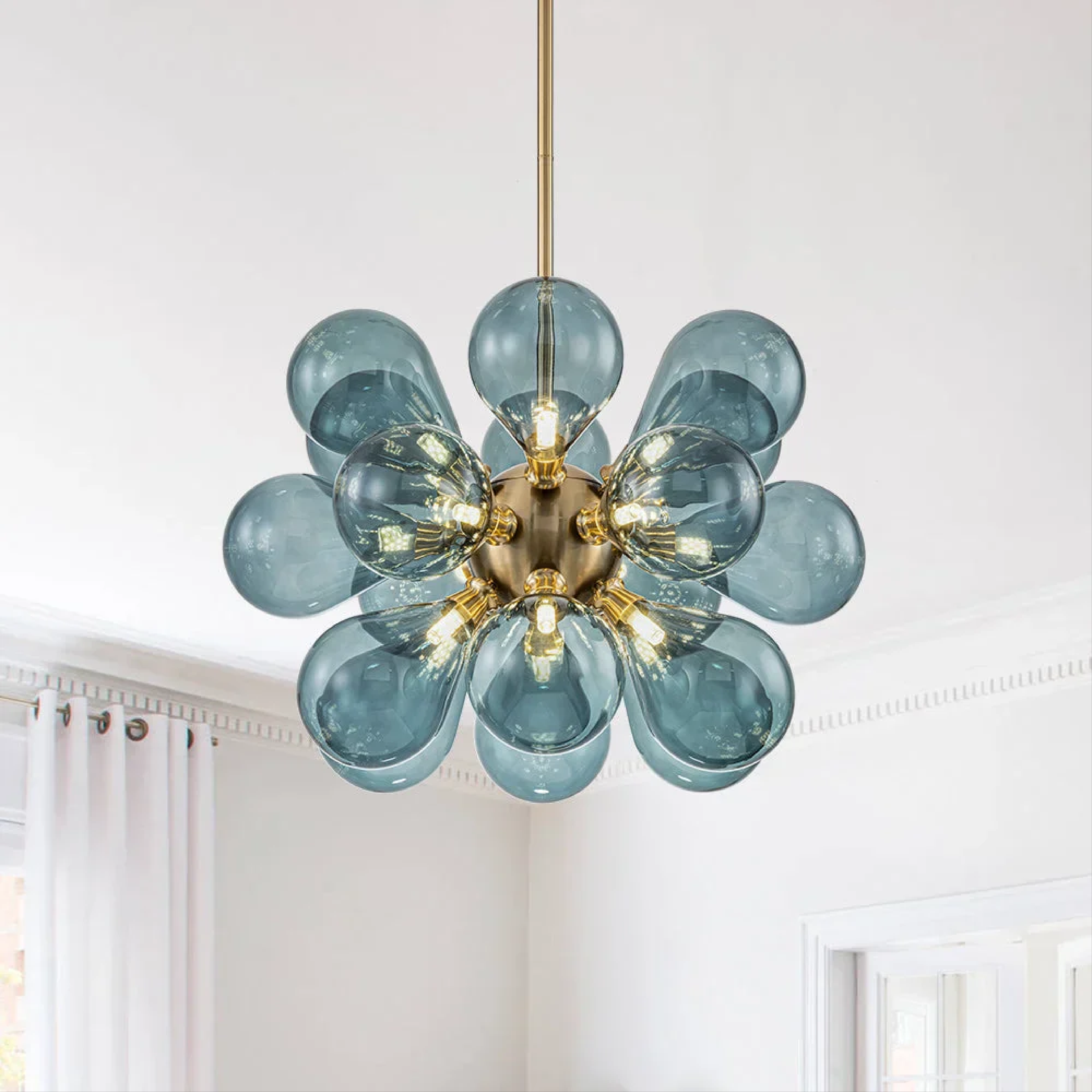 Nomis | Elegant Blue Glass Chandelier Fixture