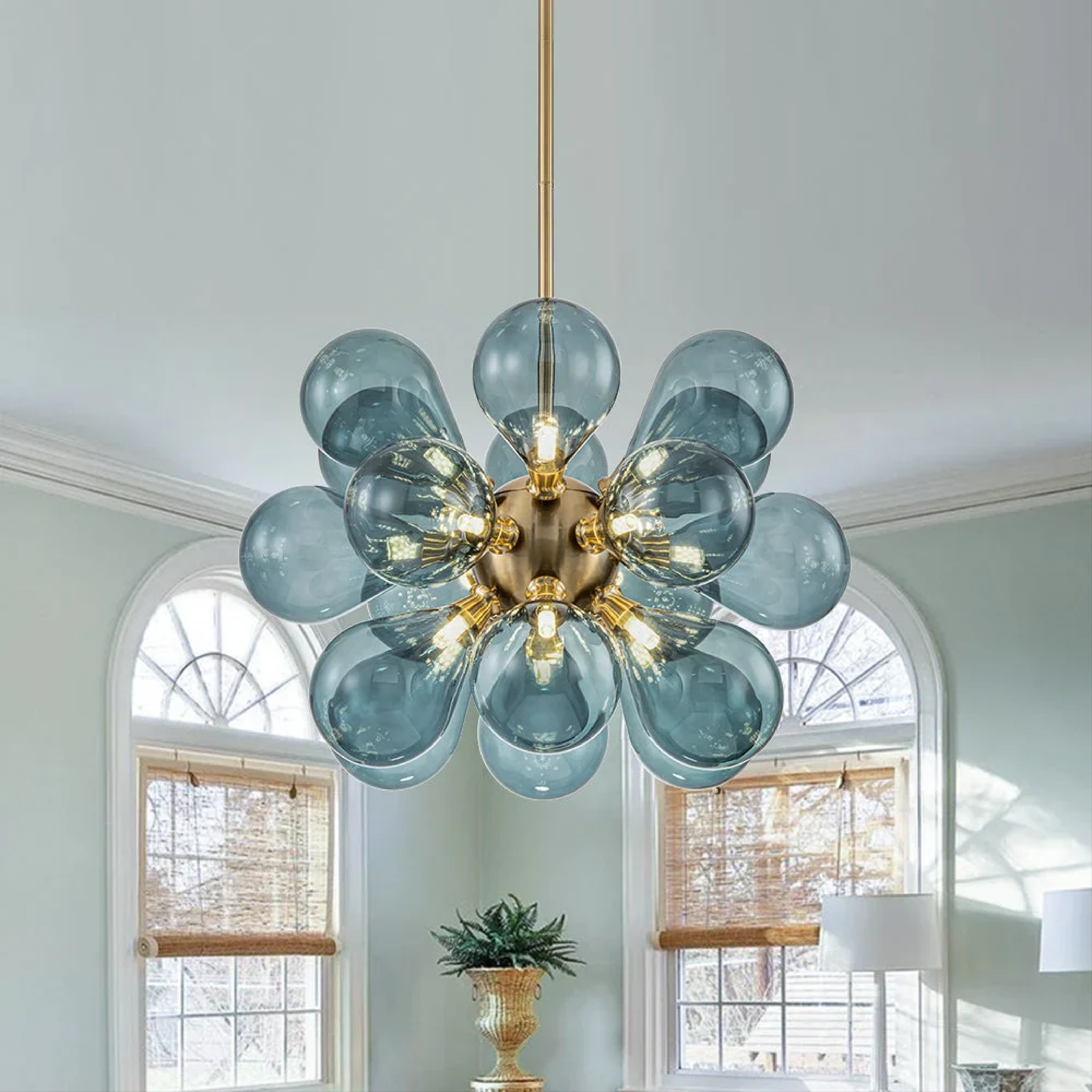 Nomis | Elegant Blue Glass Chandelier Fixture