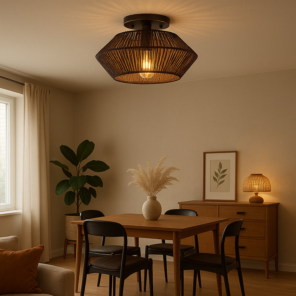 Novion | Vintage Bamboo Woven Ceiling Lamp for a Modern Elegance