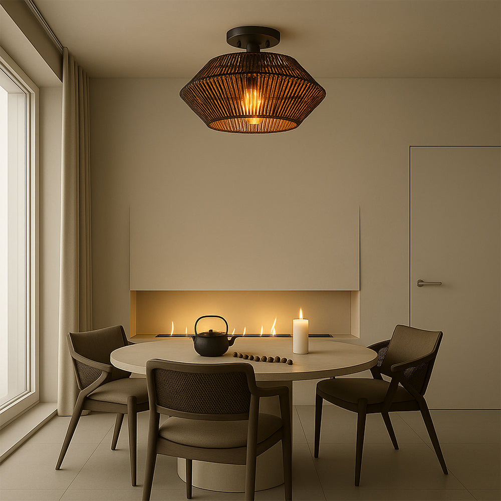 Novion | Vintage Bamboo Woven Ceiling Lamp for a Modern Elegance