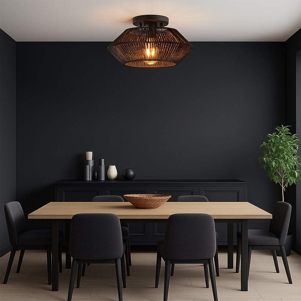 Novion | Vintage Bamboo Woven Ceiling Lamp for a Modern Elegance
