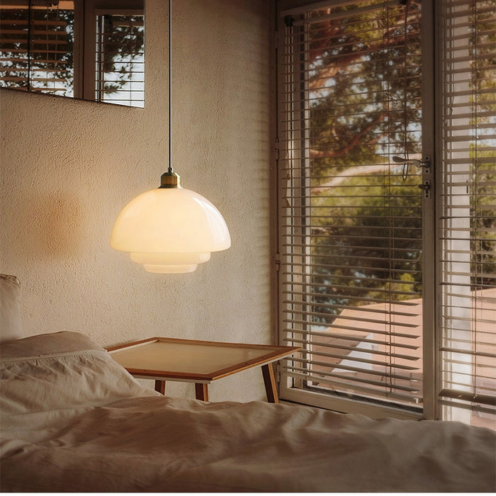 MilkGlass Glow – Soft Ivory Glass Pendant for Serene Ambiance