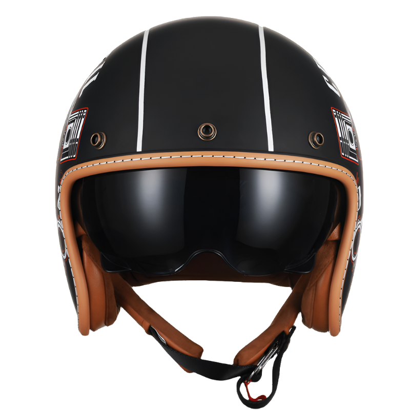 Open Face Helmet Retro Lightweight ABS with Dual Visors