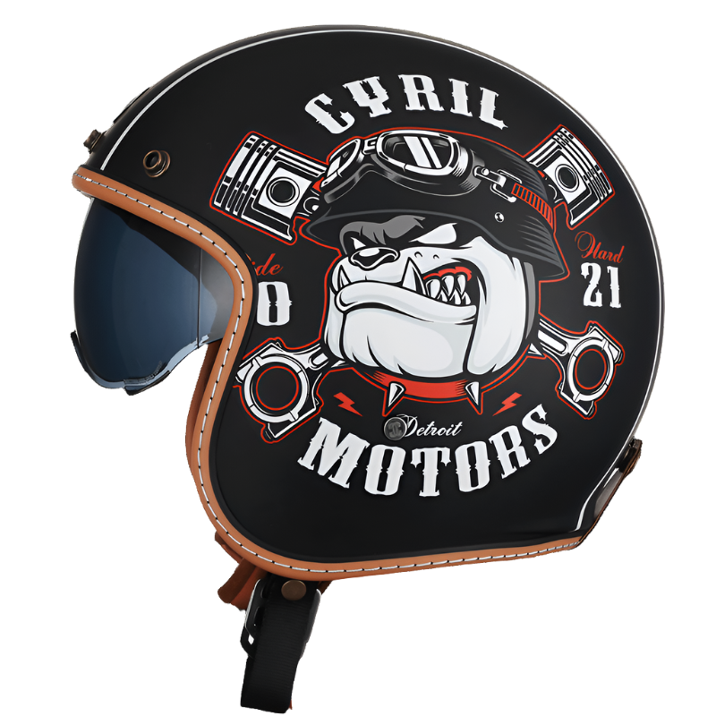 Open Face Helmet Retro Lightweight ABS with Dual Visors