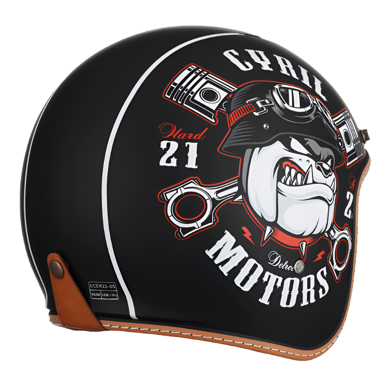 Open Face Helmet Retro Lightweight ABS with Dual Visors