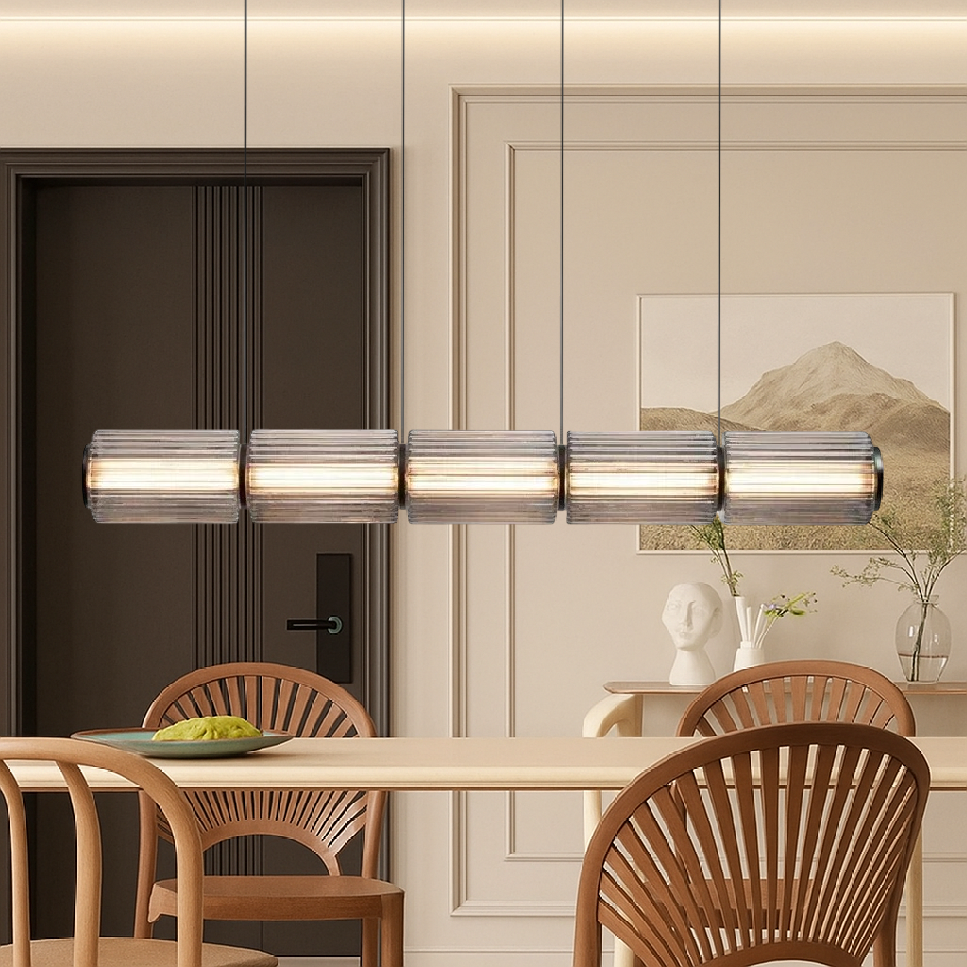 Oriona | Modern Cylinder Glass Pendant Light with LED