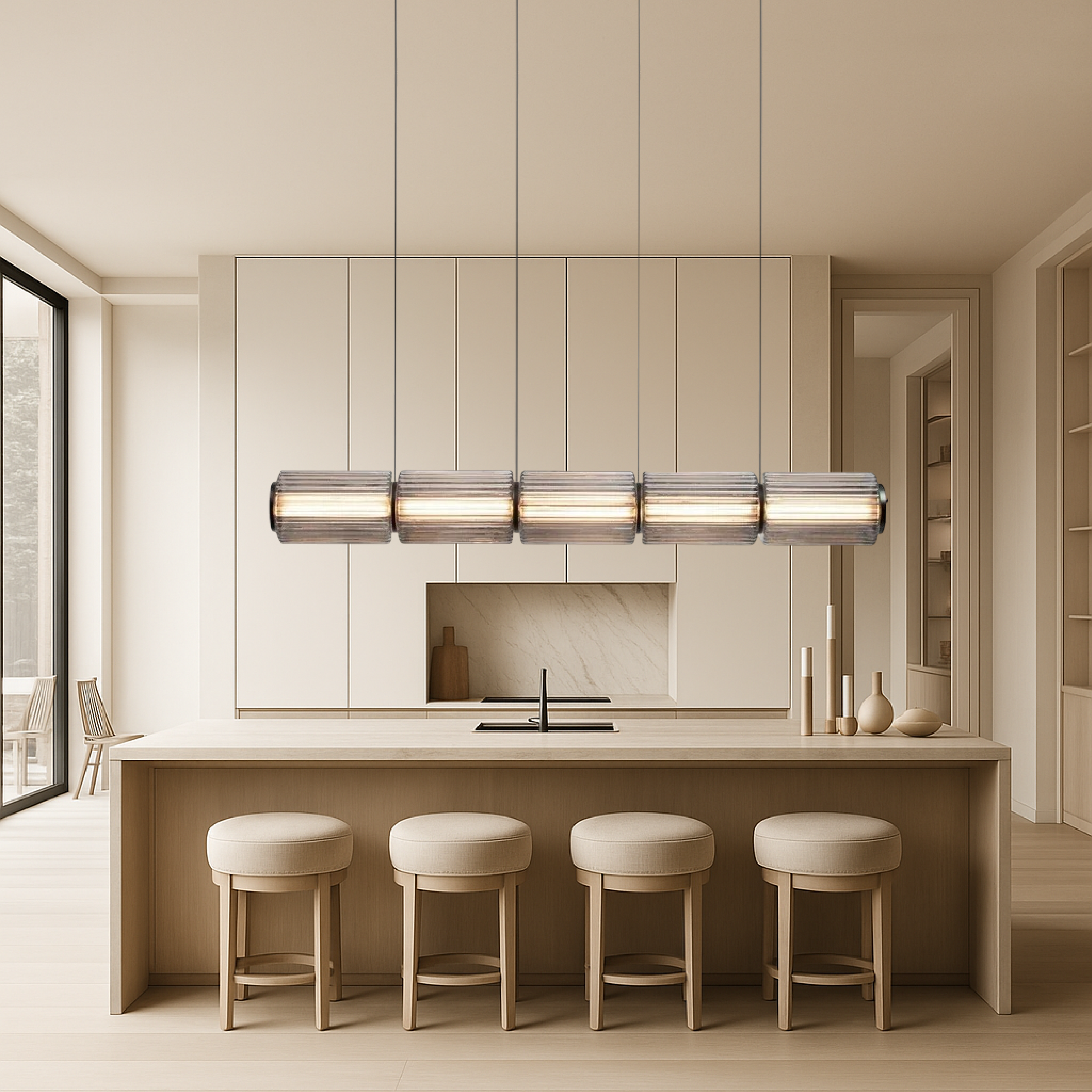 Oriona | Modern Cylinder Glass Pendant Light with LED