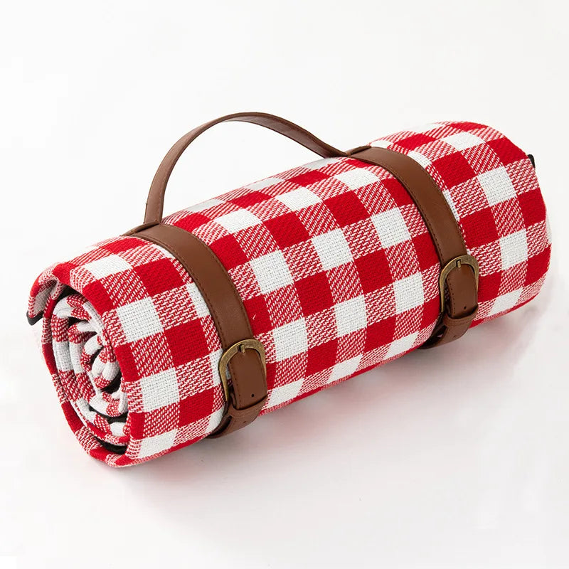 Foldable Waterproof Picnic Blanket with Plaid Design