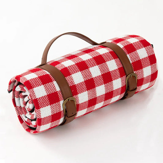 Foldable Waterproof Picnic Blanket with Plaid Design